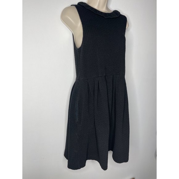Anthropologie Ganni Pinnacle Textured Sleeveless High Ruffle Neck Fit Flare Dres - Picture 4 of 12